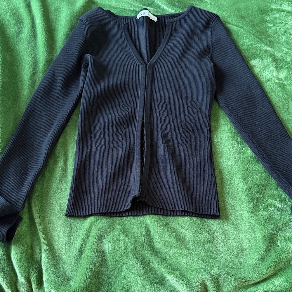 Zara Black Ribbed Cardigan excellent condition